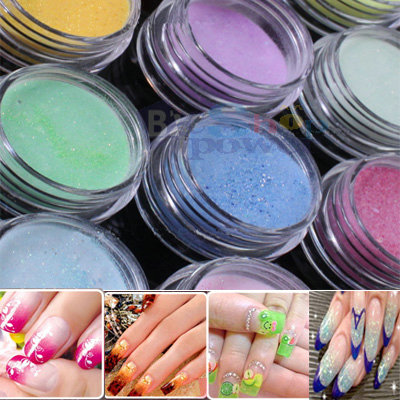 12 Color Nail Art Acrylic Powder Glitter for Acrylic Liquid Forms Decoration