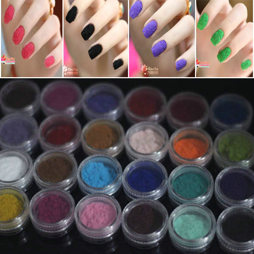 18 Colors Fashion Tips Fuzzy Flocking Velvet Nail Powder 3D Nail
