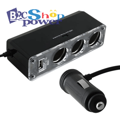 Battery on Usb 12v Car Cigarette Lighter Adapter 3 To 1 For Ipod Gif