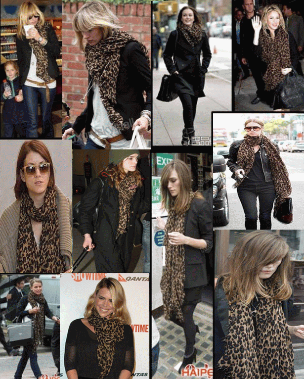 Celebrity Leopard Scarf Bandana Brown Worn By Anna, Kate Moss.gif