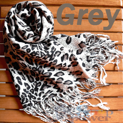 Scarf Leopard Animal Pashmina Shawl Wrap Grey Xmas Gift