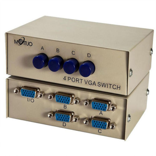 4 Port VGA SVGA LCD Monitor Video Sharing Splitter Switch Selector Box