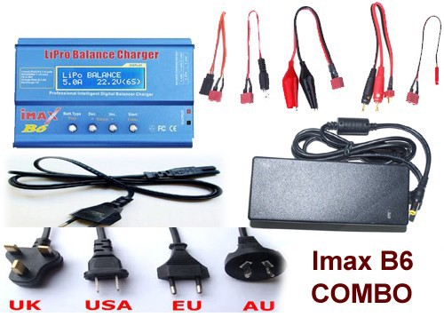 IMAX B6 Combo with 12V 5A AC Adapter 2S-6S 7.4v-22.2V AC/DC Charger with Leads & LiPo Battery Balance Charger