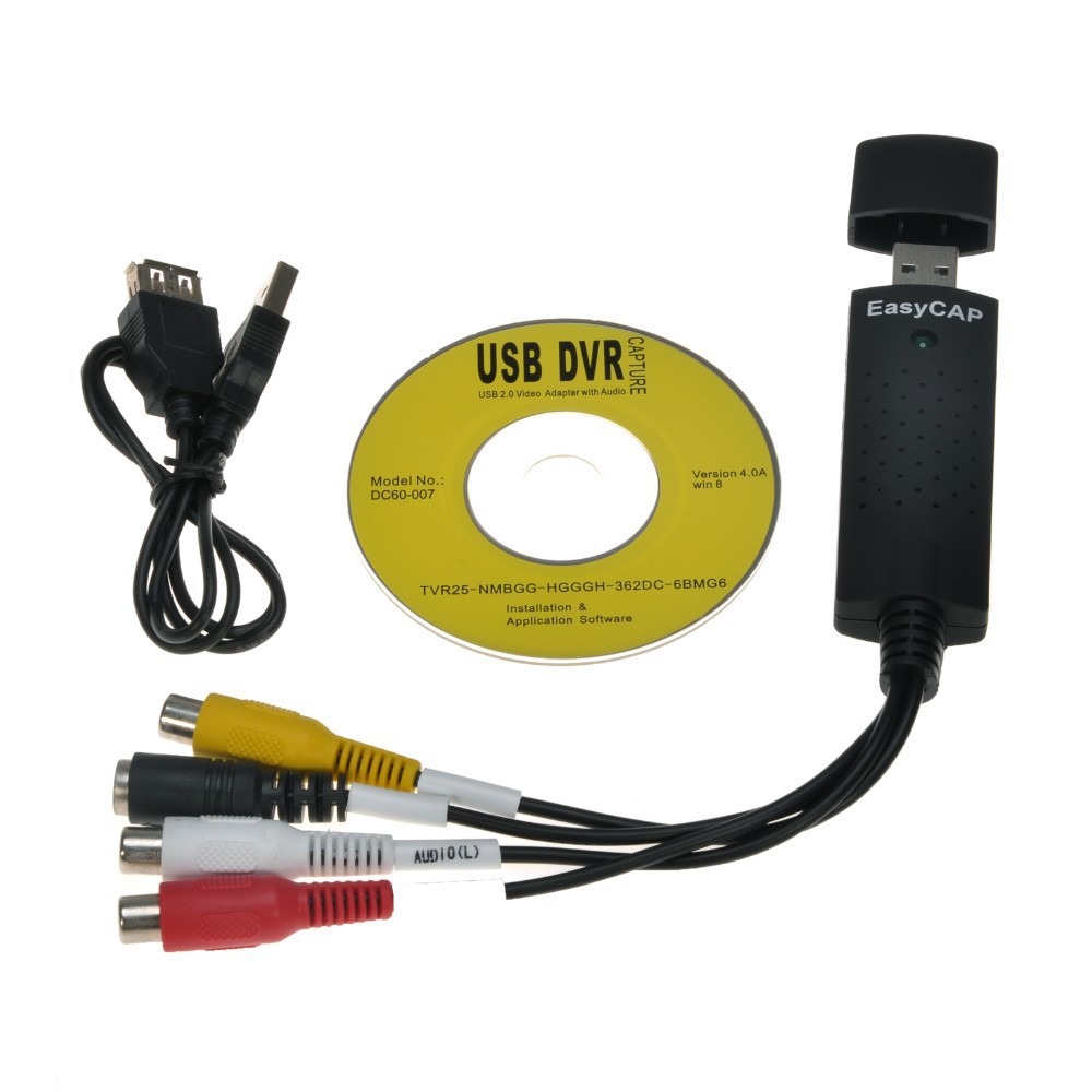 USB 2.0 to 3 RCA Audio S-Video TV DVD VHS RW Capture Converter Adapter Cable
