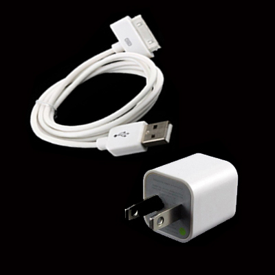 AC Wall Charger and USB Data Sync Cable for iPhone iPod
