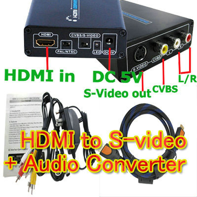 HDMI to Composite/S-video + Audio Converter+HDMI Cable