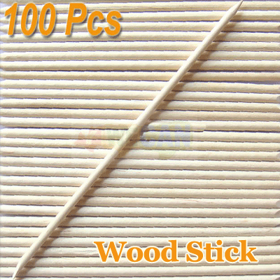 100x Orange Wood Stick Nail Art Cuticle Pusher Remover