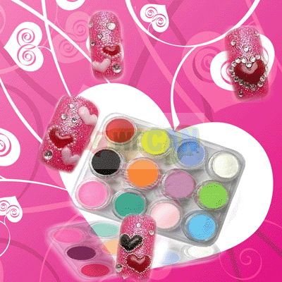 12 Colors Acrylic Powder Dust 3D UV Gel Nail Art DIY