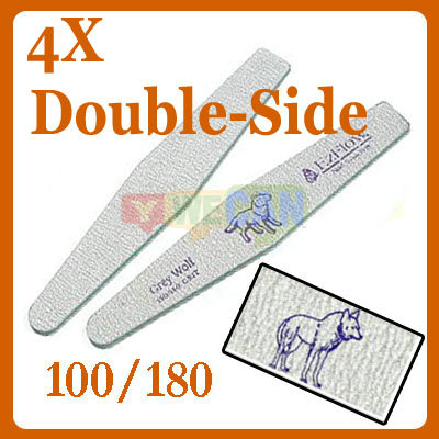 4x 2 Way Nail Shiner Buffer Buffing Sanding File Polisher makeup Tool Grey Wolf