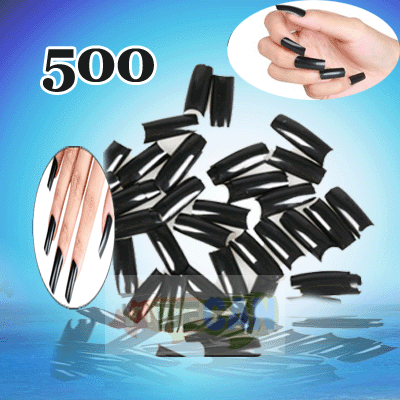 Nail Art 500 Black French Acrylic False Artificial Tips