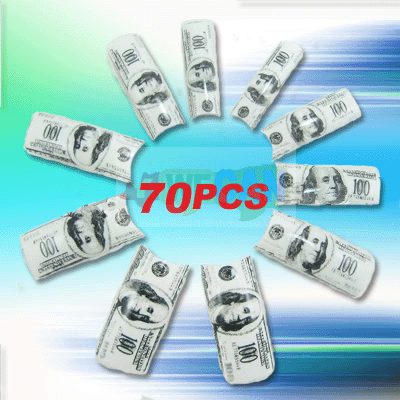 70pcs Hundred Dollar design False French Acrylic Nail Tips