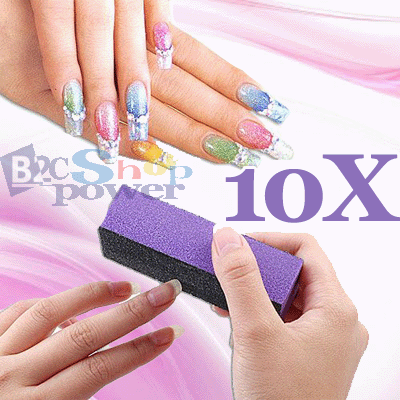 10pcs Sanding Buffer Buffing Files Block Nail Art Acrylic Manicure Purple