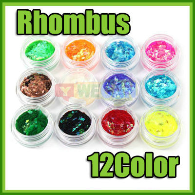 DIAMOND Shape RHOMBUS Glitter Spangle Nail Art 12 Color