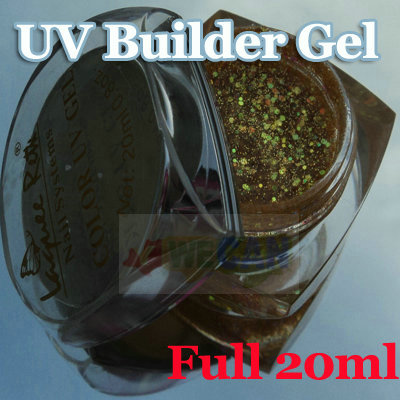 Glitter Golden Full 20ml Nail Art Tips UV Builder Gel