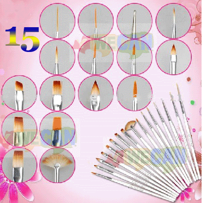 NEW 15 x Nail Art Design Gel Polish Brush Painting Pen