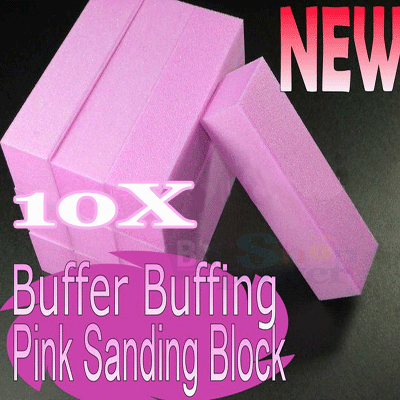 10X Pink Nail Art Buffer Buffing Sanding Files Block