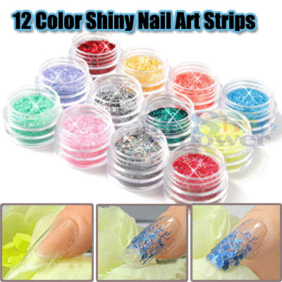 12 Color Glitter Striping Sliver Nail Art Decoration