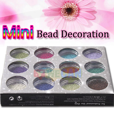 12 Colors 3D/UV Gel Mini BEADS Nail Art Decoration Box