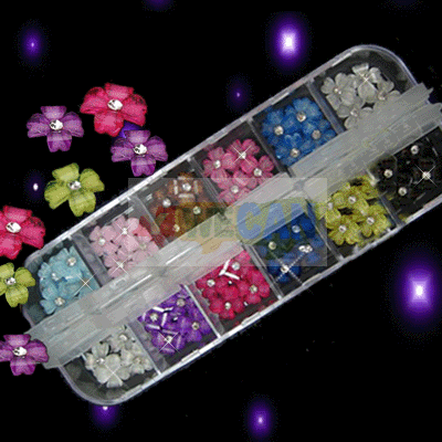 12 Colors Nail Art Acrylic Flower Rhinestone Decoration