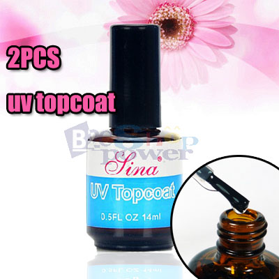 2X UV TOPCOAT Nail Art Gel Top Coat Polish For 3D UV Nail Art