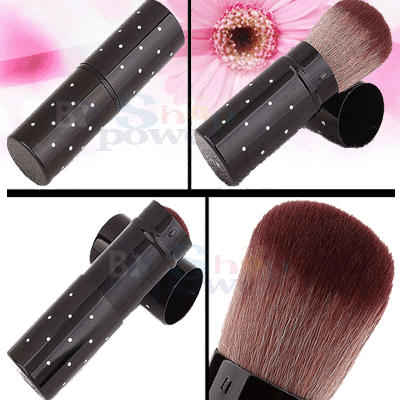 Retractable Brush Face Powder Cosmetic Brush Sable Hair Travel Party-B/W Dot