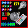 100-240V RGB LED Lamp 8W E27 led Bulb Lamp with Remote Control led lighting