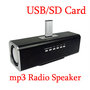 Black Mini Speaker MP3 MP4 USB SD Card Reader+ FM Radio