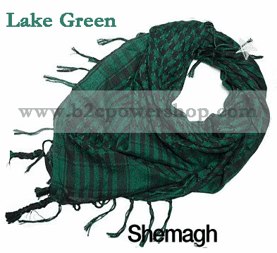 Arab Scarf Wrap Cotton Shemagh Kafiya Black/Lake Green