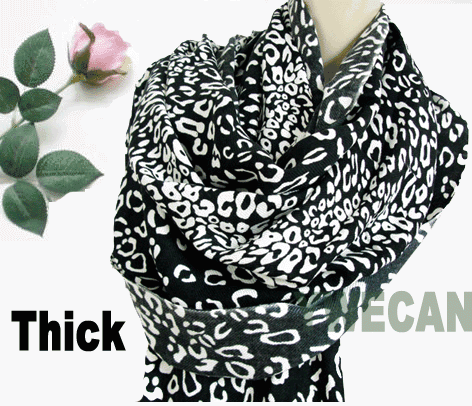 Leopard Pashmina Shawl Wrap Scarf Cotton Warm Black New