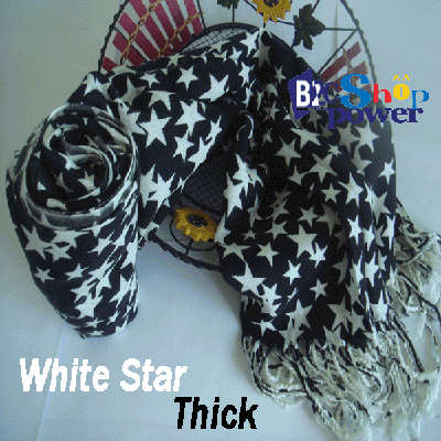 Black/White Extra Thick Warm Star Scarf Shawl Wrap Warm