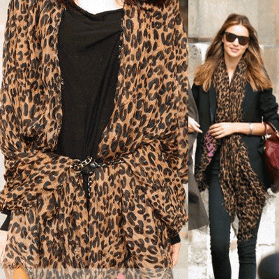 Celebrity Leopard Scarf Bandana Brown Worn By Anna, Kate Moss
