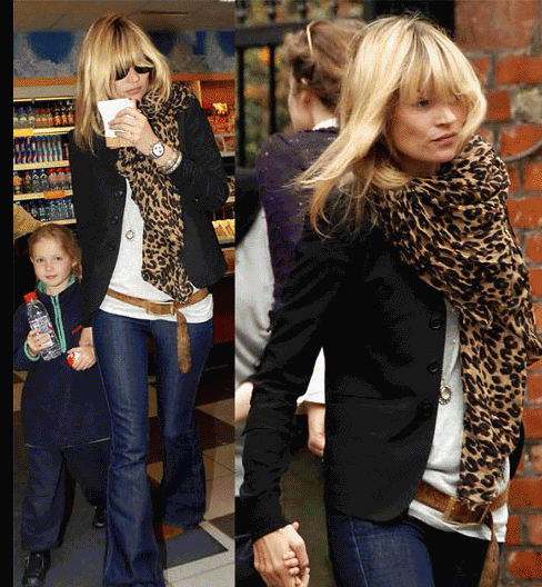 Brown Leopard Prints Scarf Shawl Muffler Worn Kate Moss.gif