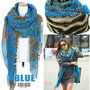 Celebrity Women Large Long Zebra Leopard Prints Scarf Shawl Wrap Stole-Blue