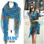Fashion Zebra And Leopard Soft Large Long Scarf Shawl Wrap Stole-Blue