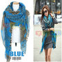 Fashion Zebra And Leopard Soft Large Long Scarf Shawl Wrap Stole-Blue