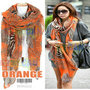 Fashion Zebra And Leopard Soft Large Long Scarf Shawl Wrap Stole-Orange