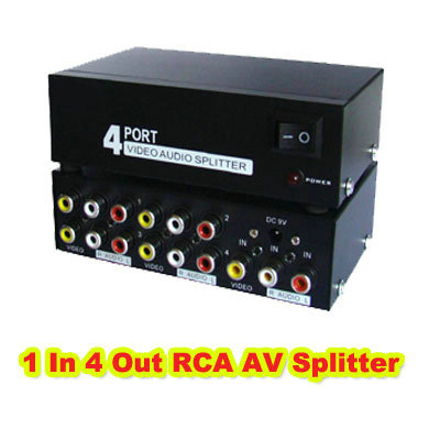 1 In 4 Out 3 RCA AV Audio Video HDTV DVD PS3 Splitter