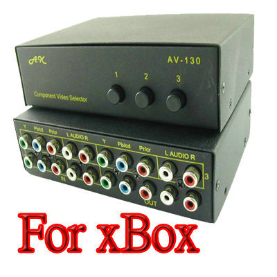 3 Way Component AV Switch Selector for Xbox 360 Wii PS3