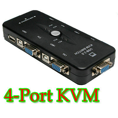 4 Port USB 2.0 KVM VGA/SVGA Switch Box Adapter